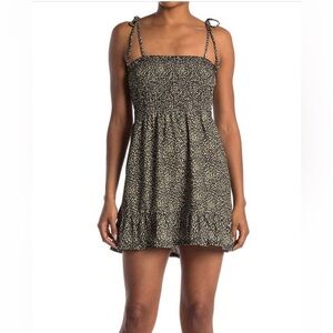 Topshop Animal Print Shirred Jersey Flippy Mini Dress